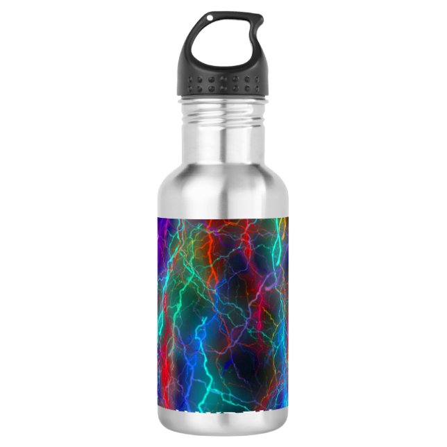 Rainbow Lightning Storm Personalisiert Cool Edelstahlflasche (Vorderseite)
