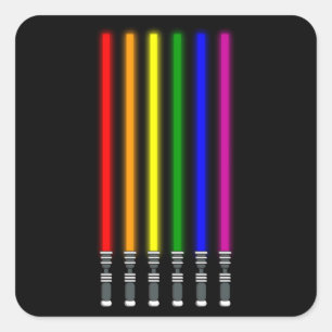 RAINBOW LIGHTSABER LGBT Pride Month LGBTQ Rainbow Quadratischer Aufkleber