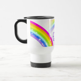 Rainbow lila Violettsterne und individuelle Name Reisebecher