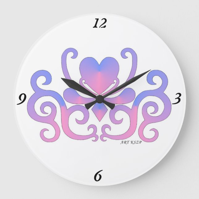 Rainbow Lily and Heart Große Wanduhr (Vorderseite)