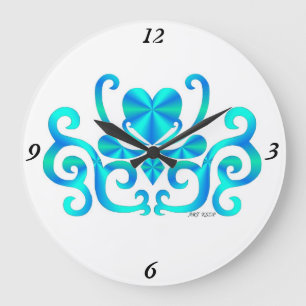 Rainbow Lily and Heart Große Wanduhr