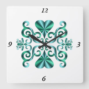 Rainbow Lily and Heart Quadratische Wanduhr