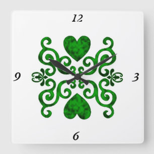 Rainbow Lily and Heart Quadratische Wanduhr