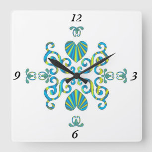 Rainbow Lily and Heart Quadratische Wanduhr