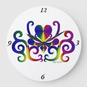 Rainbow Lily und Heart Große Wanduhr