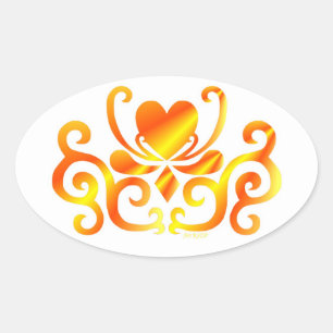Rainbow Lily und Heart Ovaler Aufkleber