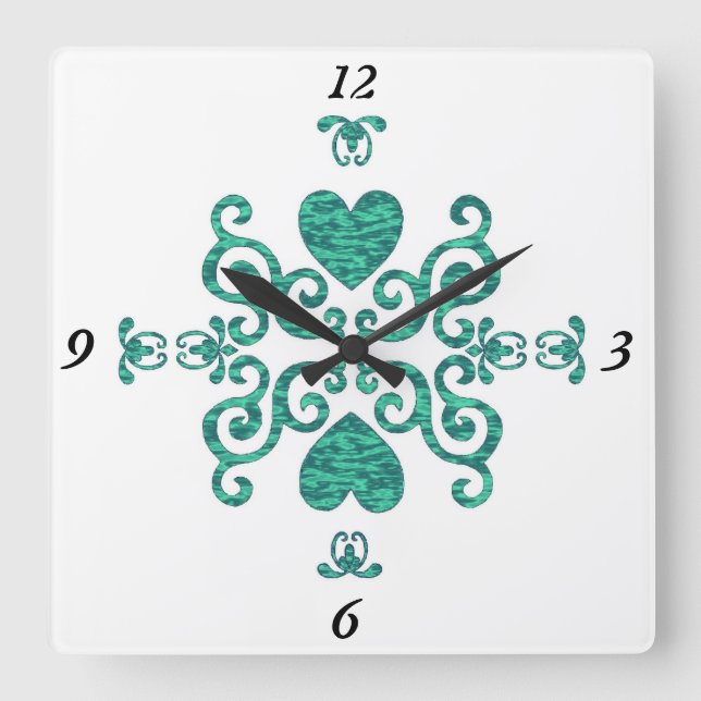 Rainbow Lily und Heart Quadratische Wanduhr (Vorderseite)
