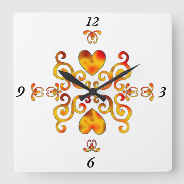 Rainbow Lily und Heart Quadratische Wanduhr (Vorderseite)