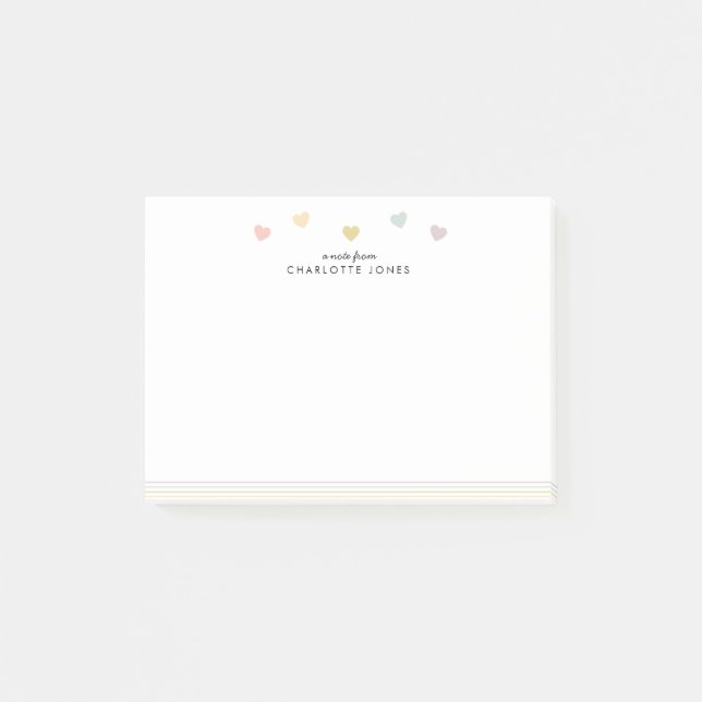 Rainbow Line Hearts Post-it Klebezettel (Vorderseite)