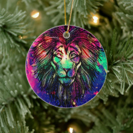 Rainbow Lion Hipster Galaxy Keramik Ornament