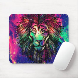 Rainbow Lion Hipster Galaxy Mousepad