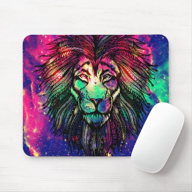 Rainbow Lion Hipster Galaxy Mousepad (Mit Mouse)