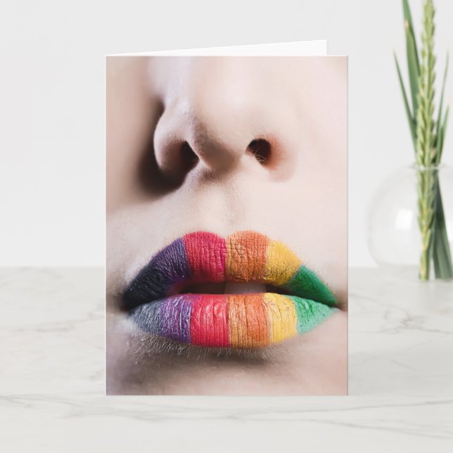 Rainbow Lips Grußkarte Karte (Vorderseite)