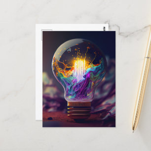 Rainbow Lit Light Bulle Postkarte