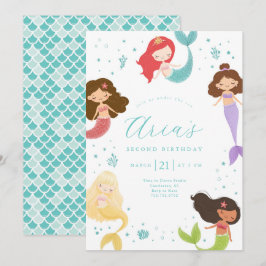 Rainbow Little Mermaid Birthday Einladung