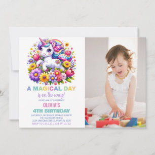 Rainbow Little Unicorn Birthday Einladungen Foto