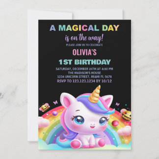 Rainbow Little Unicorn Einladung zum Geburtstag