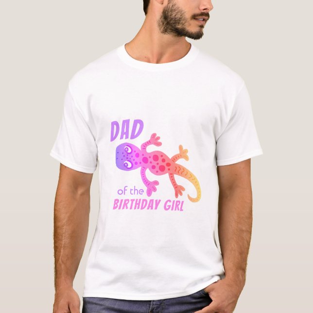 Rainbow Lizard Gecko Vater von Birthday Girl T-Shirt (Vorderseite)