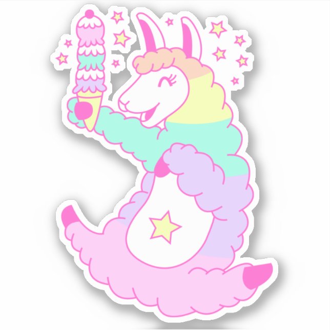 Rainbow Llama Aufkleber (Vorderseite)