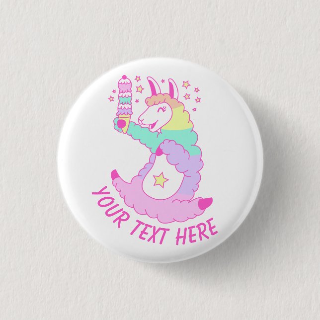 Rainbow Llama Button (Vorderseite)