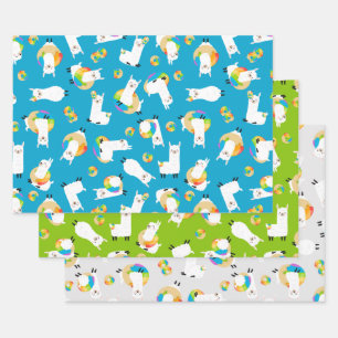 Rainbow Llama Donuts Kinder Adorable Geschenkpapier Set