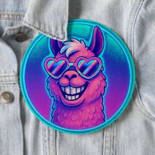 Rainbow Llama mit Herz Pride Shades Button