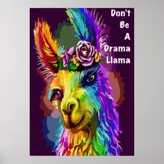 Rainbow Llama - "Sei kein Drama-Lama" Poster