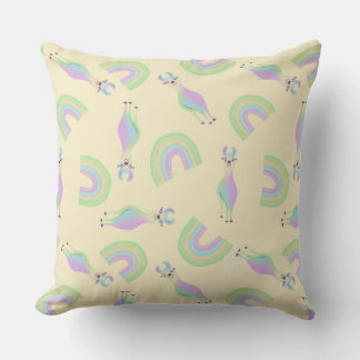 Rainbow Llamas Throw Pillow - yellow Kissen