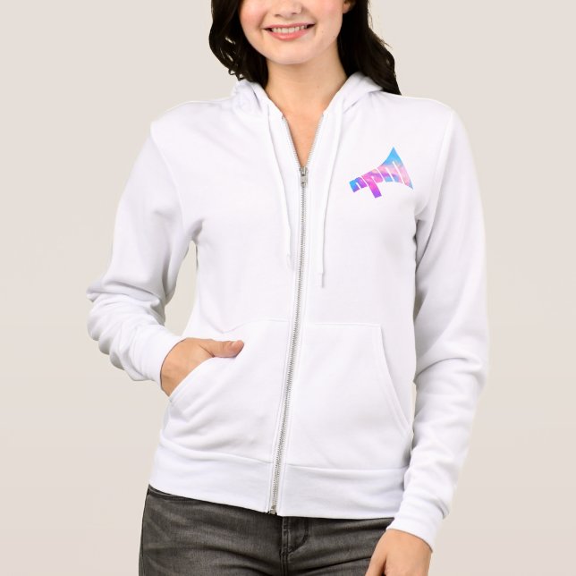 Rainbow-Logo Zippered Hoodie - Frauenfit (Vorderseite)