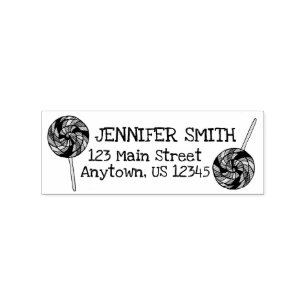 Rainbow Lollipop Candy Shop Personalisierte Adress Gummistempel