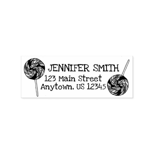 Rainbow Lollipop Candy Shop Personalisierte Adress Gummistempel (Prägung)