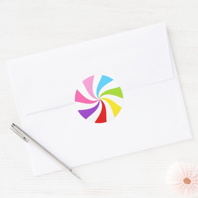 Rainbow Lollipop Swirl Circle Party Stickers (Umschlag)
