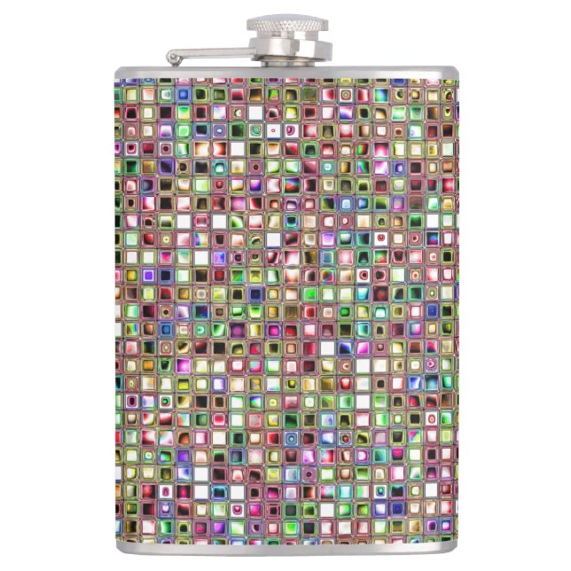 Rainbow 'Lollipop' Textured Mosaic Tiles Pattern Flachmann (Vorderseite)