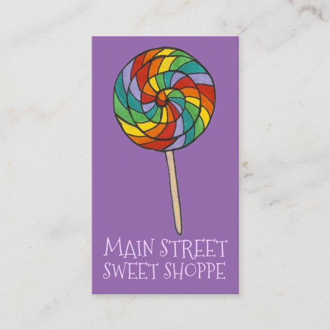 Rainbow Lolly Lollipop Candy Sweet Shop Shoppe Visitenkarte (Vorderseite)