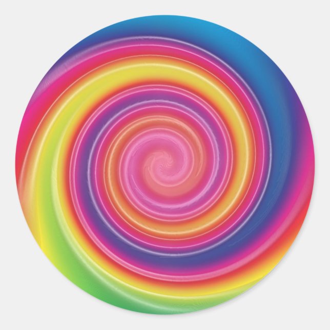 Rainbow Lollypop Farbiger Swirl Runder Aufkleber (Vorderseite)