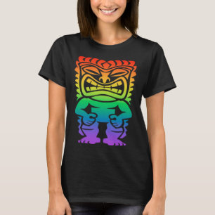 Rainbow Lono Hawaiian Tiki God Polynesischer Stamm T-Shirt