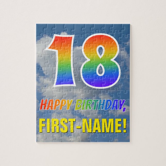 Rainbow Look "18" & "HAPPY BIRTHDAY", Cloudy Sky (Vertikal)