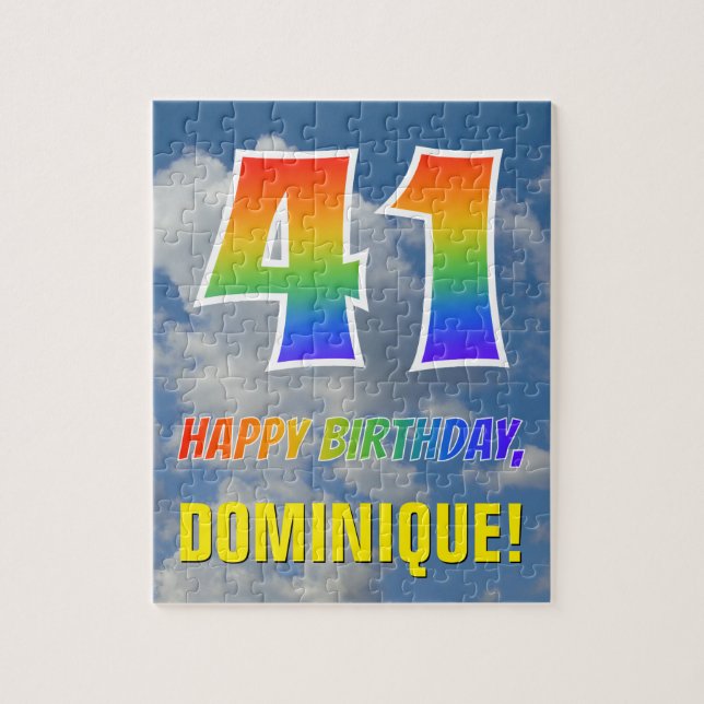 Rainbow Look "41" & "HAPPY BIRTHDAY", Cloudy Sky (Vertikal)