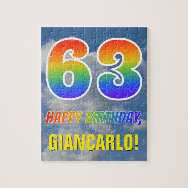 Rainbow Look "63" & "HAPPY BIRTHDAY", Cloudy Sky (Vertikal)