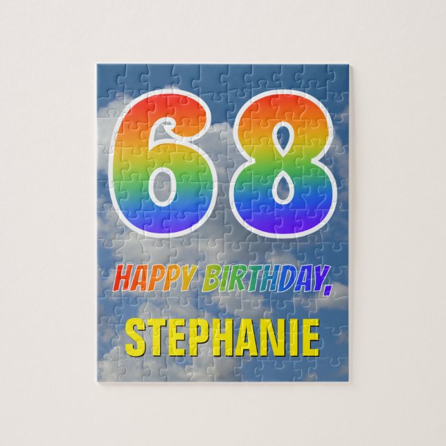 Rainbow Look "68" & "HAPPY BIRTHDAY", Cloudy Sky (Vertikal)