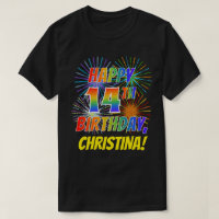 Rainbow Look GLÜCKLICH 14. GEBURTSTAG; Feuerwerk +