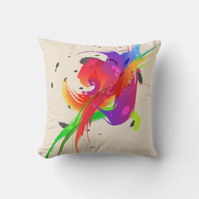 Rainbow Lorikeet Abstrakt Paint Spritzers Kissen (Vorderseite)