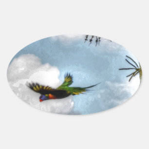 RAINBOW LORIKEET AUSTRALIA ART EFFEKTS OVALER AUFKLEBER