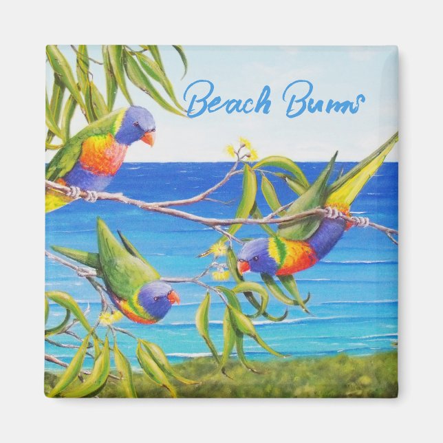 Rainbow Lorikeet Beachy Blue Art Magnet (Vorne)