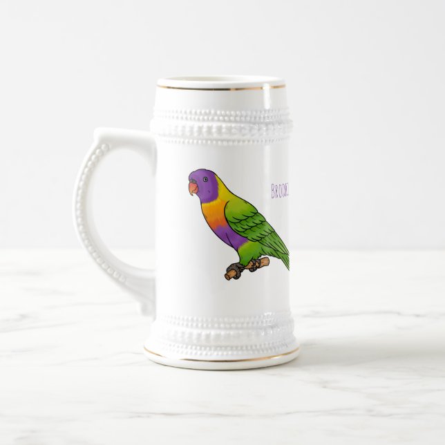 Rainbow-Lorikeet-Cartoon Bierglas (Links)