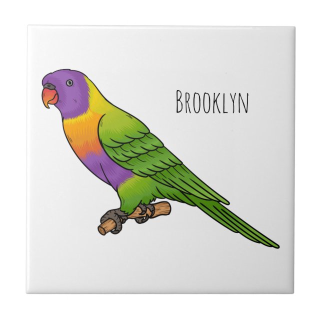 Rainbow-Lorikeet-Cartoon Fliese (Vorderseite)