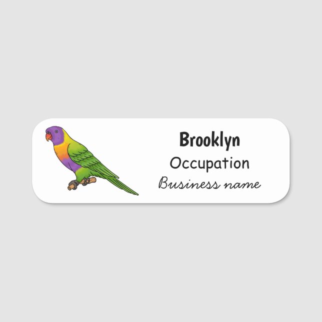 Rainbow-Lorikeet-Cartoon Namensschild (Vorderseite)