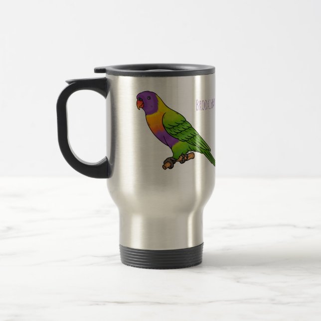 Rainbow-Lorikeet-Cartoon Reisebecher (Links)