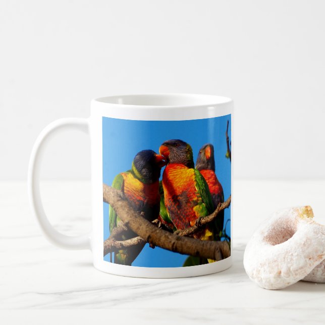 Rainbow Lorikeet Foto Kaffee Tasse (Mit Donut)