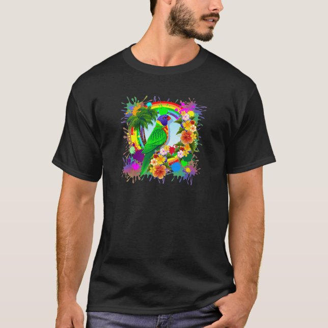 Rainbow Lorikeet Parrot Art T-Shirt (Vorderseite)